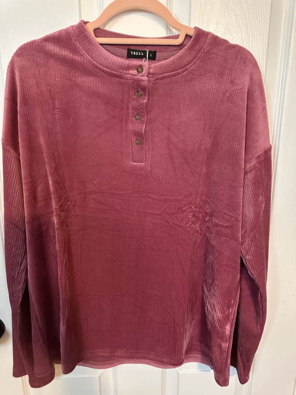 Tress Rose Long-Sleeve Cord Henley Shirt